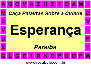 Caça Palavras Sobre a Cidade Paraibana Esperança