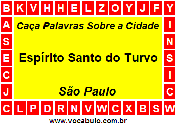 Caça Palavras Sobre a Cidade Espírito Santo do Turvo do Estado São Paulo