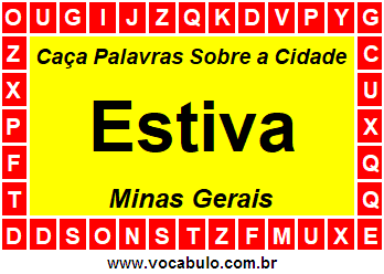 Caça Palavras Sobre a Cidade Estiva do Estado Minas Gerais
