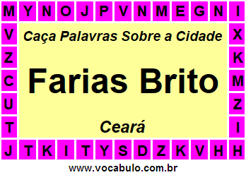 Caça Palavras Sobre a Cidade Cearense Farias Brito