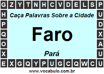 Caça Palavras Sobre a Cidade Paraense Faro
