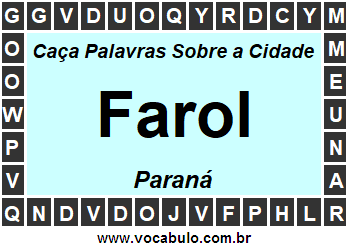 Caça Palavras Sobre a Cidade Farol do Estado Paraná