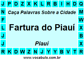 Caça Palavras Sobre a Cidade Piauiense Fartura do Piauí