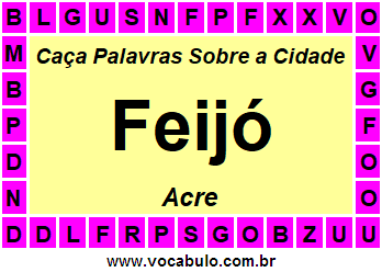 Caça Palavras Sobre a Cidade Feijó do Estado Acre