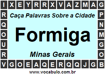 Caça Palavras Sobre a Cidade Mineira Formiga