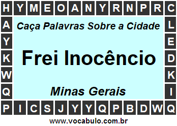 Caça Palavras Sobre a Cidade Mineira Frei Inocêncio