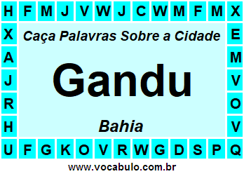Caça Palavras Sobre a Cidade Baiana Gandu