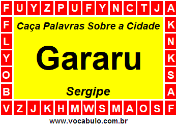 Caça Palavras Sobre a Cidade Gararu do Estado Sergipe