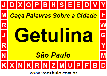 Caça Palavras Sobre a Cidade Getulina do Estado São Paulo