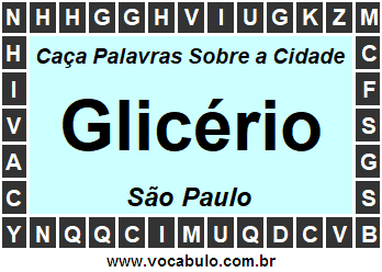 Caça Palavras Sobre a Cidade Paulista Glicério