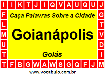 Caça Palavras Sobre a Cidade Goiana Goianápolis