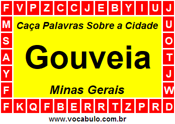 Caça Palavras Sobre a Cidade Gouveia do Estado Minas Gerais