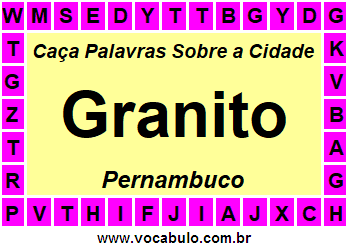 Caça Palavras Sobre a Cidade Granito do Estado Pernambuco