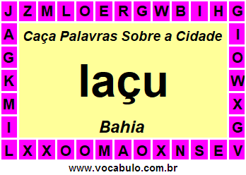 Caça Palavras Sobre a Cidade Baiana Iaçu