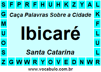 Caça Palavras Sobre a Cidade Catarinense Ibicaré