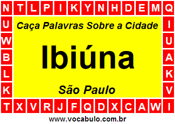 Caça Palavras Sobre a Cidade Ibiúna do Estado São Paulo