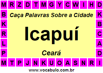 Caça Palavras Sobre a Cidade Cearense Icapuí