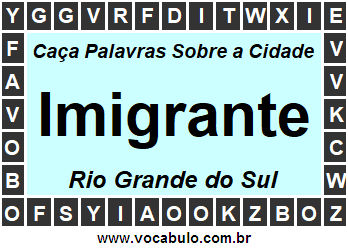 Caça Palavras Sobre a Cidade Gaúcha Imigrante