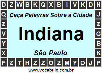 Caça Palavras Sobre a Cidade Paulista Indiana