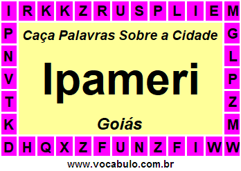 Caça Palavras Sobre a Cidade Goiana Ipameri