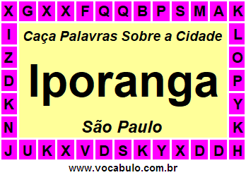 Caça Palavras Sobre a Cidade Paulista Iporanga