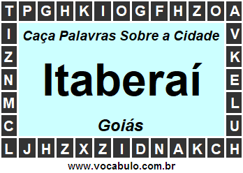 Caça Palavras Sobre a Cidade Goiana Itaberaí