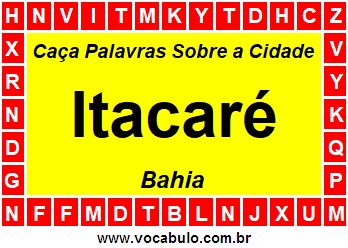 Caça Palavras Sobre a Cidade Itacaré do Estado Bahia