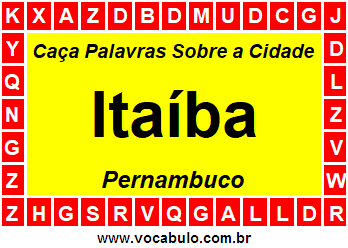 Caça Palavras Sobre a Cidade Itaíba do Estado Pernambuco