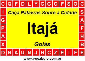 Caça Palavras Sobre a Cidade Itajá do Estado Goiás