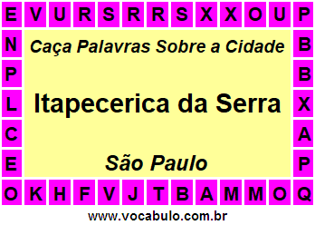 Caça Palavras Sobre a Cidade Paulista Itapecerica da Serra