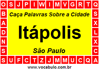 Caça Palavras Sobre a Cidade Itápolis do Estado São Paulo