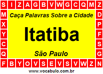 Caça Palavras Sobre a Cidade Paulista Itatiba
