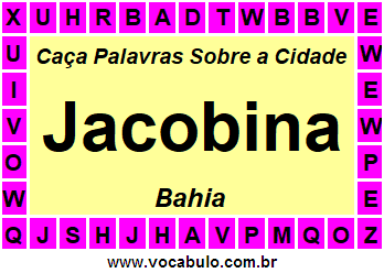 Caça Palavras Sobre a Cidade Baiana Jacobina