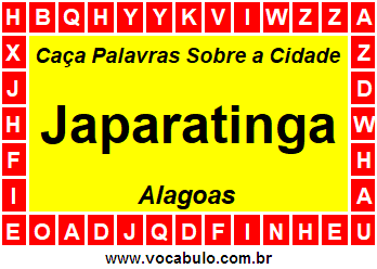 Caça Palavras Sobre a Cidade Alagoana Japaratinga