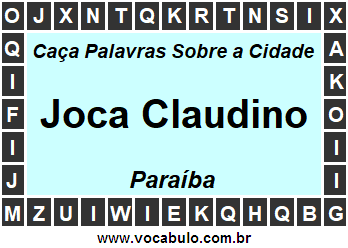 Caça Palavras Sobre a Cidade Joca Claudino do Estado Paraíba