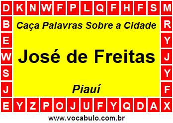 Caça Palavras Sobre a Cidade Piauiense José de Freitas