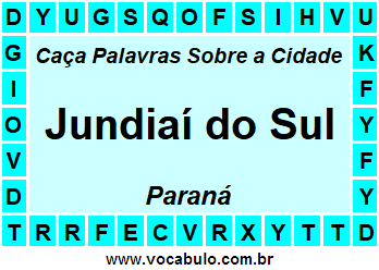 Caça Palavras Sobre a Cidade Paranaense Jundiaí do Sul