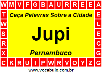 Caça Palavras Sobre a Cidade Pernambucana Jupi