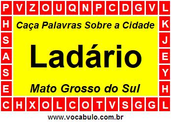 Caça Palavras Sobre a Cidade Ladário do Estado Mato Grosso do Sul