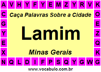 Caça Palavras Sobre a Cidade Lamim do Estado Minas Gerais
