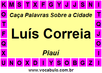 Caça Palavras Sobre a Cidade Luís Correia do Estado Piauí