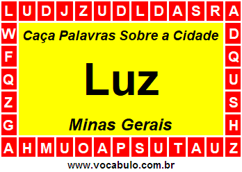 Caça Palavras Sobre a Cidade Luz do Estado Minas Gerais