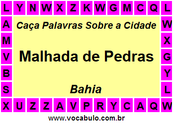 Caça Palavras Sobre a Cidade Baiana Malhada de Pedras