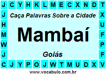 Caça Palavras Sobre a Cidade Goiana Mambaí