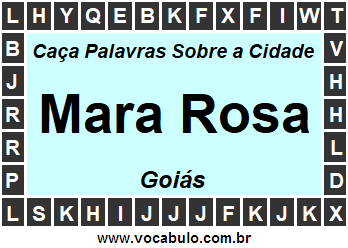 Caça Palavras Sobre a Cidade Goiana Mara Rosa