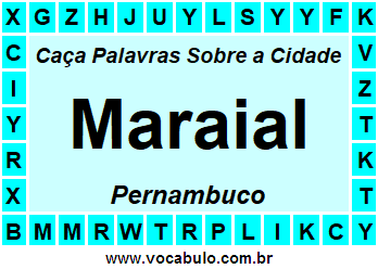 Caça Palavras Sobre a Cidade Maraial do Estado Pernambuco