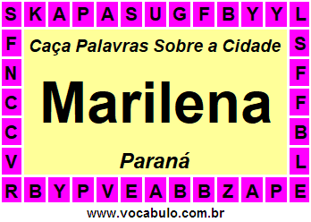 Caça Palavras Sobre a Cidade Paranaense Marilena