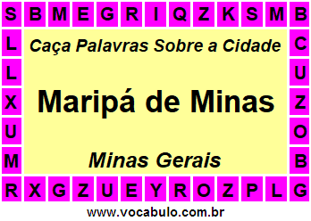 Caça Palavras Sobre a Cidade Maripá de Minas do Estado Minas Gerais
