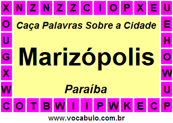 Caça Palavras Sobre a Cidade Marizópolis do Estado Paraíba
