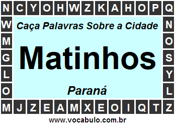 Caça Palavras Sobre a Cidade Paranaense Matinhos